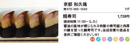 京都 和久傳/鯖寿司 1,728円